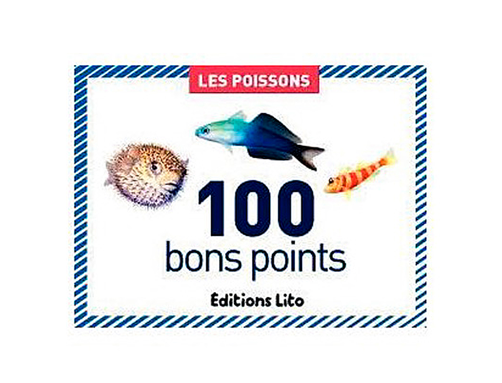 BON POINT ÉDITIONS LITO LES POISSONS TEXTE PÉDAGOGIQUE AU VERSO 61X82MM BOÎTE 100 UNITÉS