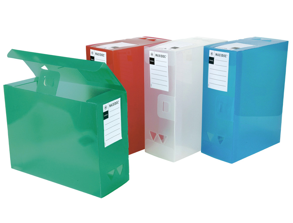 BOÎTE RANGEMENT VIQUEL MAXI DOC PROPYGLASS TRANSLUCIDE A4+ DOS 120 MM FERMETURE CLICK 2 ANNEAUX PRÉHENSION ASSORTIS