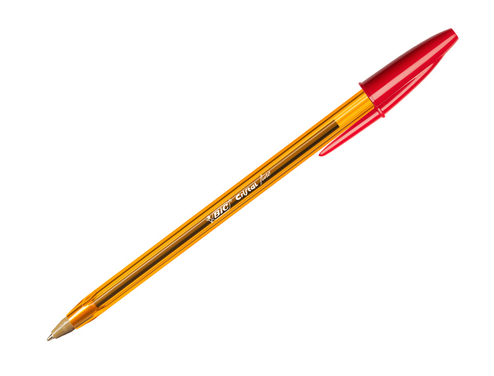 STYLO-BILLE BIC CRISTAL ÉCRITURE FINE 0.4MM ENCRE CLASSIQUE BILLE INDÉFORMABLE CAPUCHON COULEUR ENCRE ROUGE