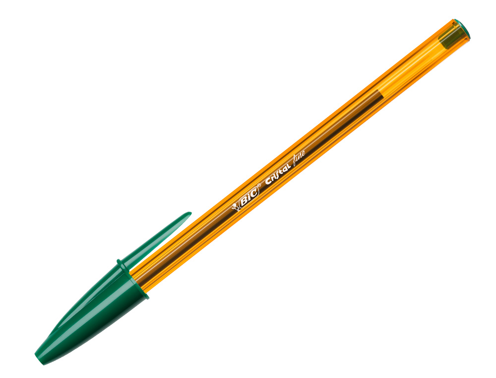 STYLO-BILLE BIC CRISTAL ÉCRITURE FINE 0.4MM ENCRE CLASSIQUE BILLE INDÉFORMABLE CAPUCHON COULEUR ENCRE VERT