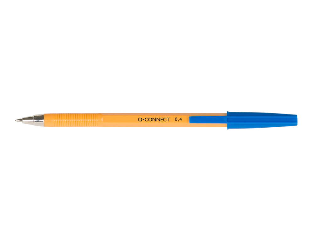 STYLO-BILLE Q-CONNECT ÉCRITURE FINE 0.3MM ENCRE CLASSIQUE BILLE INDÉFORMABLE CAPUCHON ENCRE COULEUR BLEU
