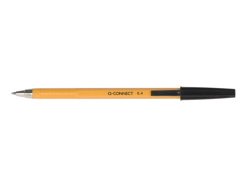 STYLO-BILLE Q-CONNECT CRITURE FINE 0.3MM ENCRE CLASSIQUE BILLE INDFORMABLE CAPUCHON ENCRE COULEUR NOIR