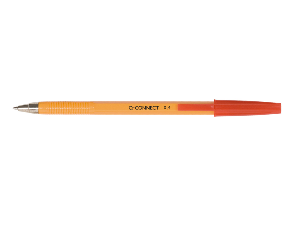 STYLO-BILLE Q-CONNECT CRITURE FINE 0.3MM ENCRE CLASSIQUE BILLE INDFORMABLE CAPUCHON ENCRE COULEUR ROUGE