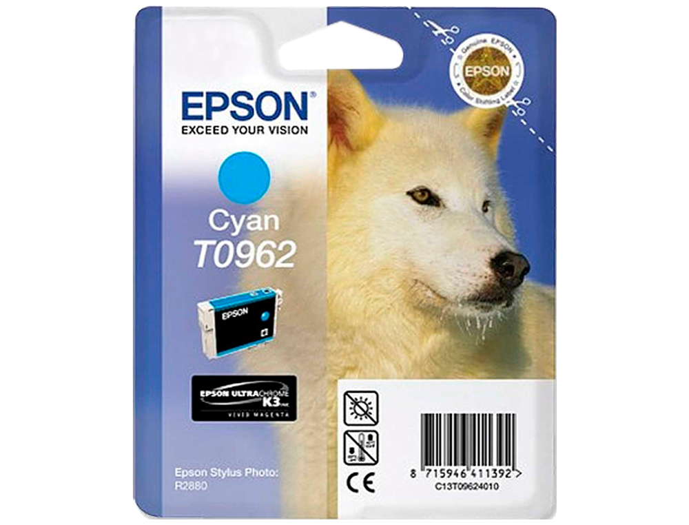 CARTOUCHE EPSON T0962 JET D'ENCRE C13T09624010 COULEUR CYAN 1505P