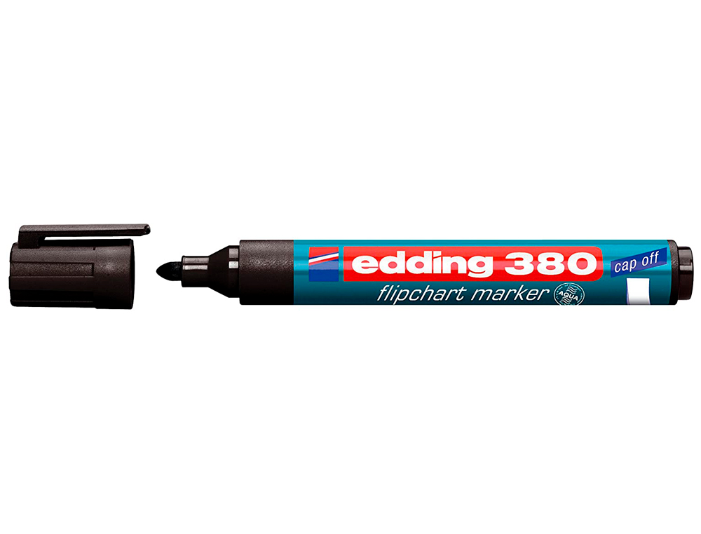 MARQUEUR EDDING PERMANENT CHEVALET E380 POINTE OGIVE TRACÉ 1.5/3MM CORPS PLASTIQUE SPÉCIAL FLIPCHART COLORIS NOIR