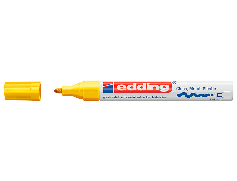 MARQUEUR EDDING PERMANENT PEINTURE E750 POINTE MOYENNE 2/4MM ENCRE LAQUÉE OPAQUE TOUS SUPPORTS RÉSISTANT CHALEUR JAUNE