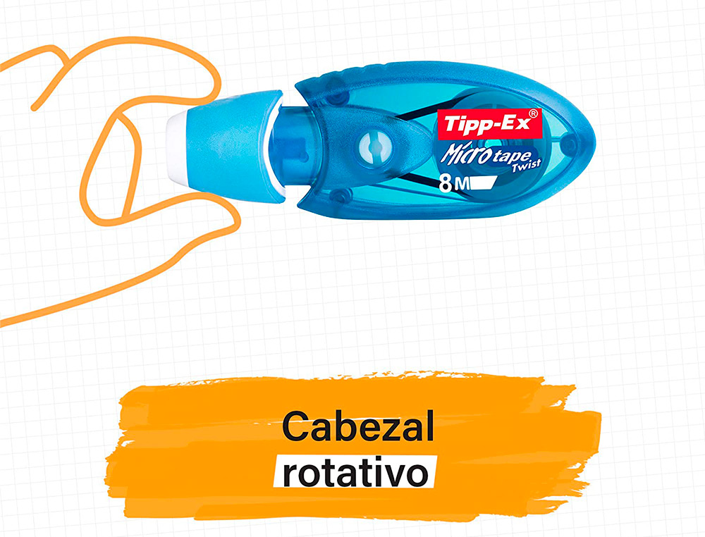 CORRECTEUR TIPP-EX MICRO TAPE TWIST DÉVIDOIR MINI RUBAN POLYESTER 5MMX8M CAPUCHON FORME ERGONOMIQUE