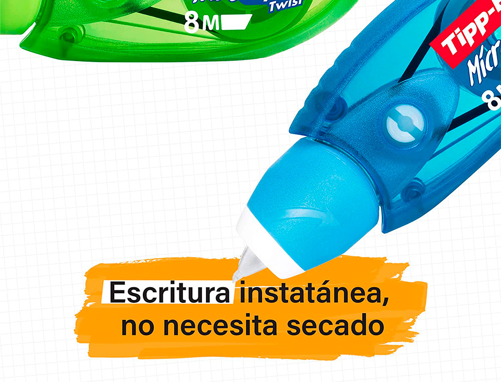 CORRECTEUR TIPP-EX MICRO TAPE TWIST DÉVIDOIR MINI RUBAN POLYESTER 5MMX8M CAPUCHON FORME ERGONOMIQUE
