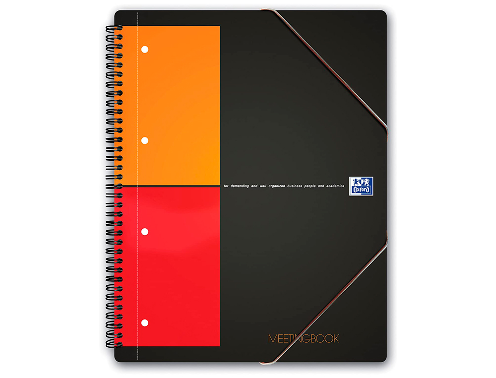 CAHIER-CHEMISE OXFORD MEETING BOOK OPTIK PAPER COUVERTURE PP A4+ 21X32CM 160 PAGES 5X5MM FERMETURE ÉLASTIQUE