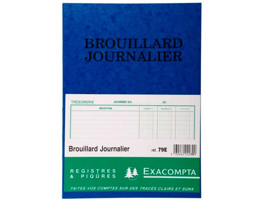 REGISTRE COMPTABLE PIQUÉ EXACOMPTA BROUILLARD JOURNALIER 270X195MM VERTICAL 40 PAGES