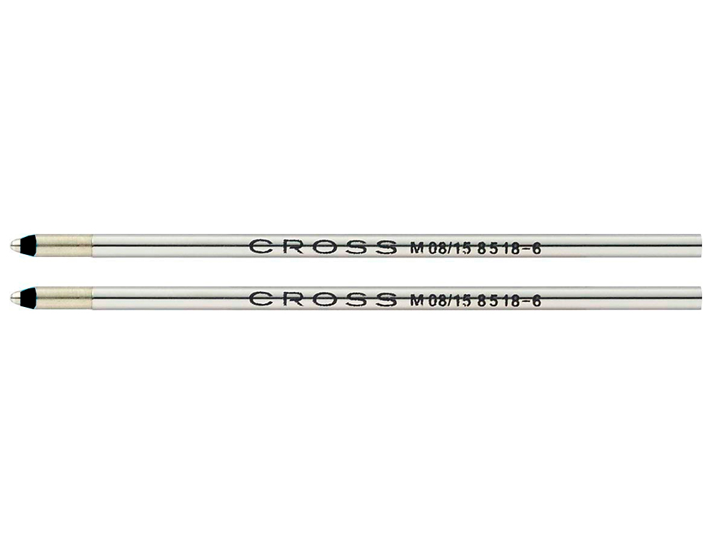 RECHARGE CROSS STYLO-BILLE CROSS INTERNATIONALE LARGEUR MOYENNE COLORIS NOIR BLISTER 2 UNITÉS