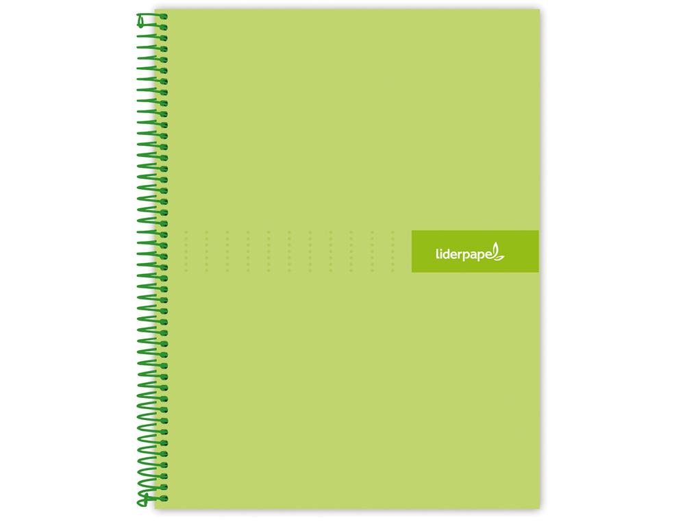 CAHIER SPIRALE LIDERPAPEL CRAFTY COUVERTURE CONTRECOLLÉE A5 240P 90G/M2 5X5MM MICROPERFORÉ 6 TROUS COLORIS VERT