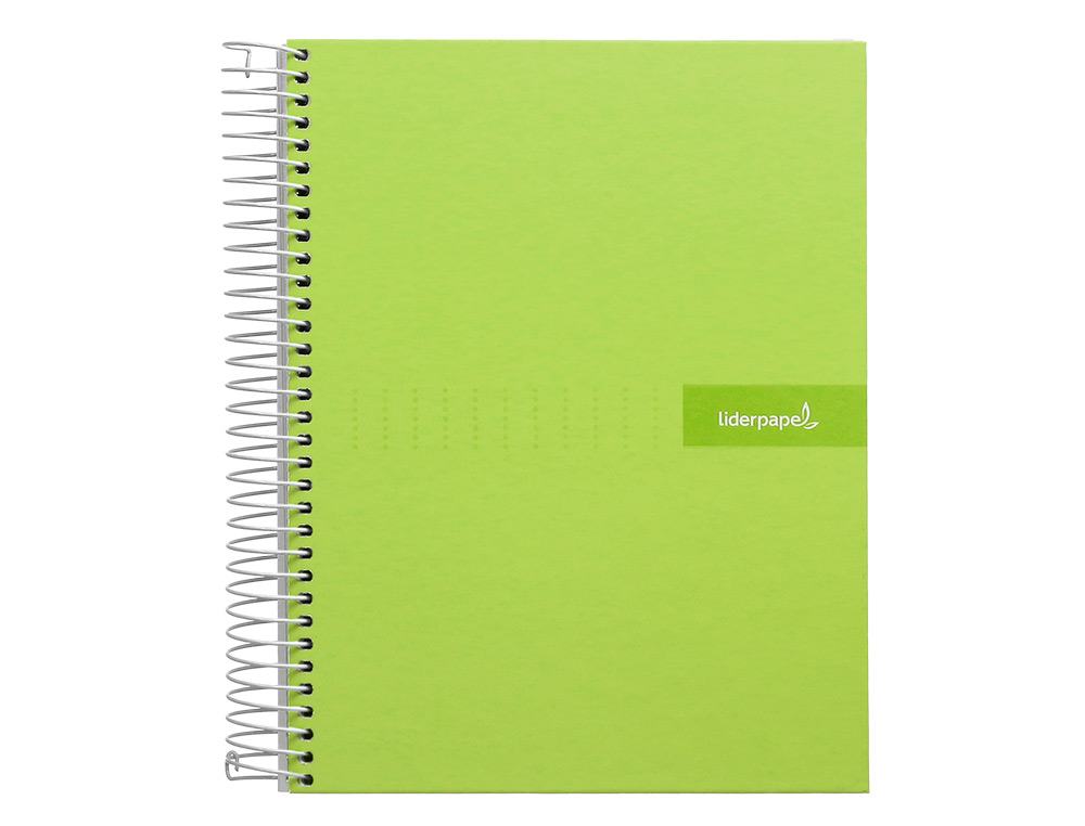 CAHIER SPIRALE LIDERPAPEL CRAFTY COUVERTURE CONTRECOLLÉE A5 240P 90G/M2 5X5MM MICROPERFORÉ 6 TROUS COLORIS VERT