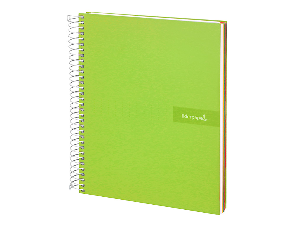 CAHIER SPIRALE LIDERPAPEL CRAFTY COUVERTURE CONTRECOLLÉE A5 240P 90G/M2 5X5MM MICROPERFORÉ 6 TROUS COLORIS VERT