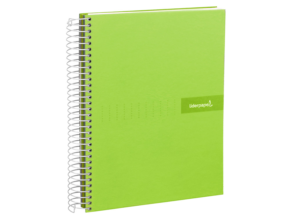 CAHIER SPIRALE LIDERPAPEL CRAFTY COUVERTURE CONTRECOLLÉE A5 240P 90G/M2 5X5MM MICROPERFORÉ 6 TROUS COLORIS VERT