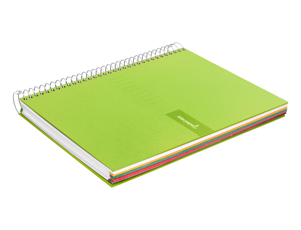 CAHIER SPIRALE LIDERPAPEL CRAFTY COUVERTURE CONTRECOLLÉE A5 240P 90G/M2 5X5MM MICROPERFORÉ 6 TROUS COLORIS VERT