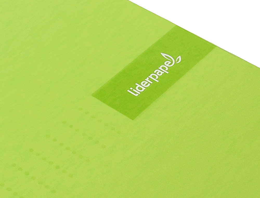 CAHIER SPIRALE LIDERPAPEL CRAFTY COUVERTURE CONTRECOLLÉE A5 240P 90G/M2 5X5MM MICROPERFORÉ 6 TROUS COLORIS VERT