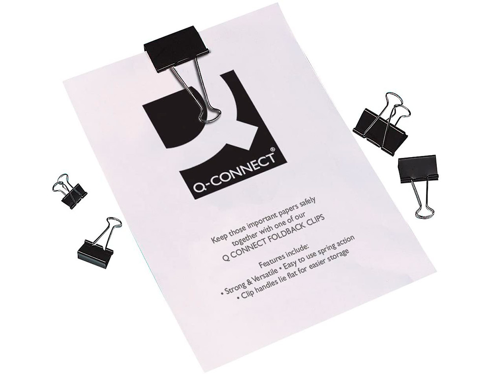 PINCE Q-CONNECT DOUBLE CLIP LARGEUR 24MM COLORIS NOIR     BOITE CARTON 10 UNITES