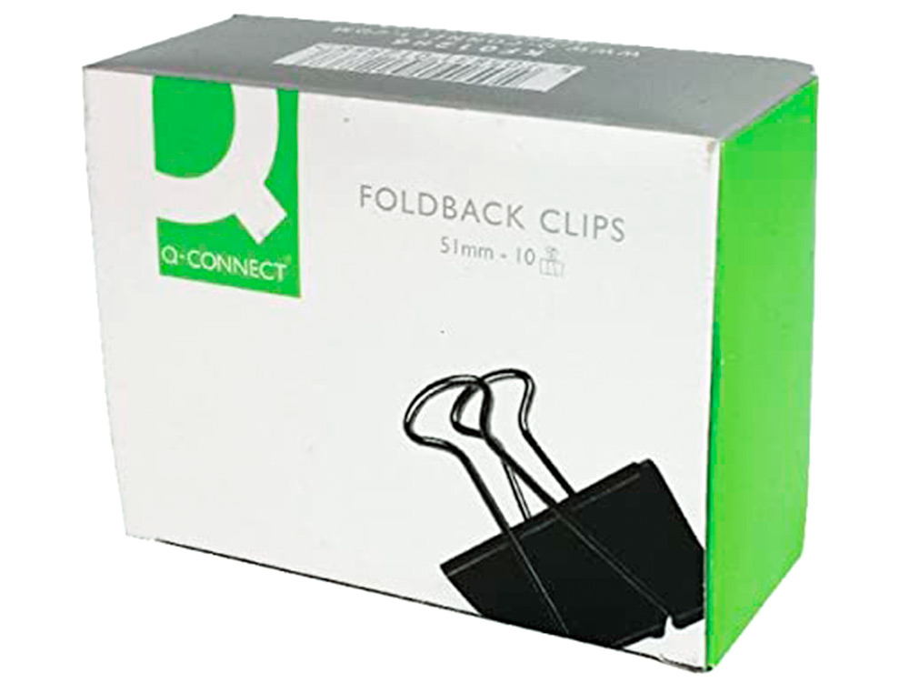 PINCE Q-CONNECT DOUBLE CLIP LARGEUR 51MM COLORIS NOIR BOITE CARTON 10 UNITES