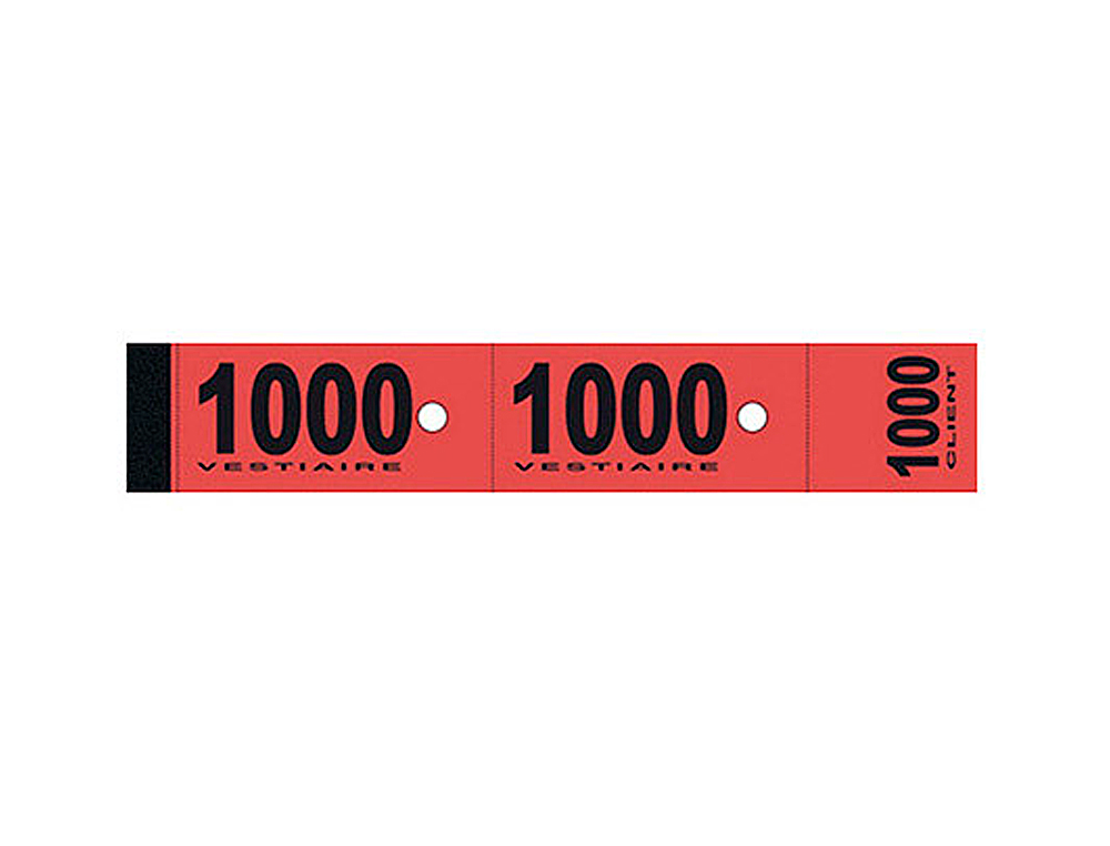 BLOC VESTIAIRE PIQU ELVE 3 COUPONS PERFORS DTACHABLES NUMROTS 1/1000 30X200MM 50 FEUILLETS COLORIS ROSE