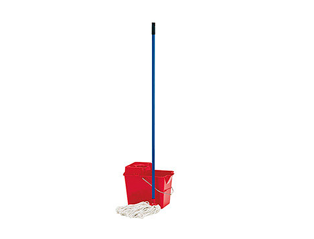 ENSEMBLE BALAI ESPAGNOL COMPLET SEAU 15L POLYPROPYLNE ESSOREUSE FRANGE MANCHE MTALLIQUE