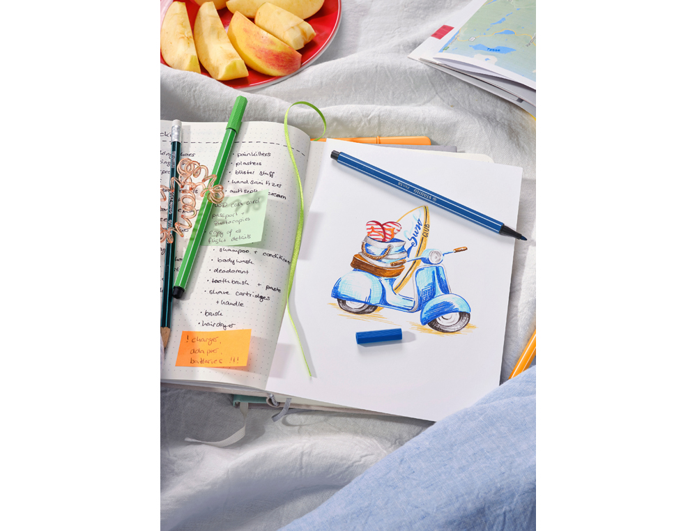 FEUTRE COLORIAGE STABILO PEN 68 ENCRE AQUARELLABLE POINTE OGIVE BLOQUE TUI CHEVALET POCHETTE 10 UNITS