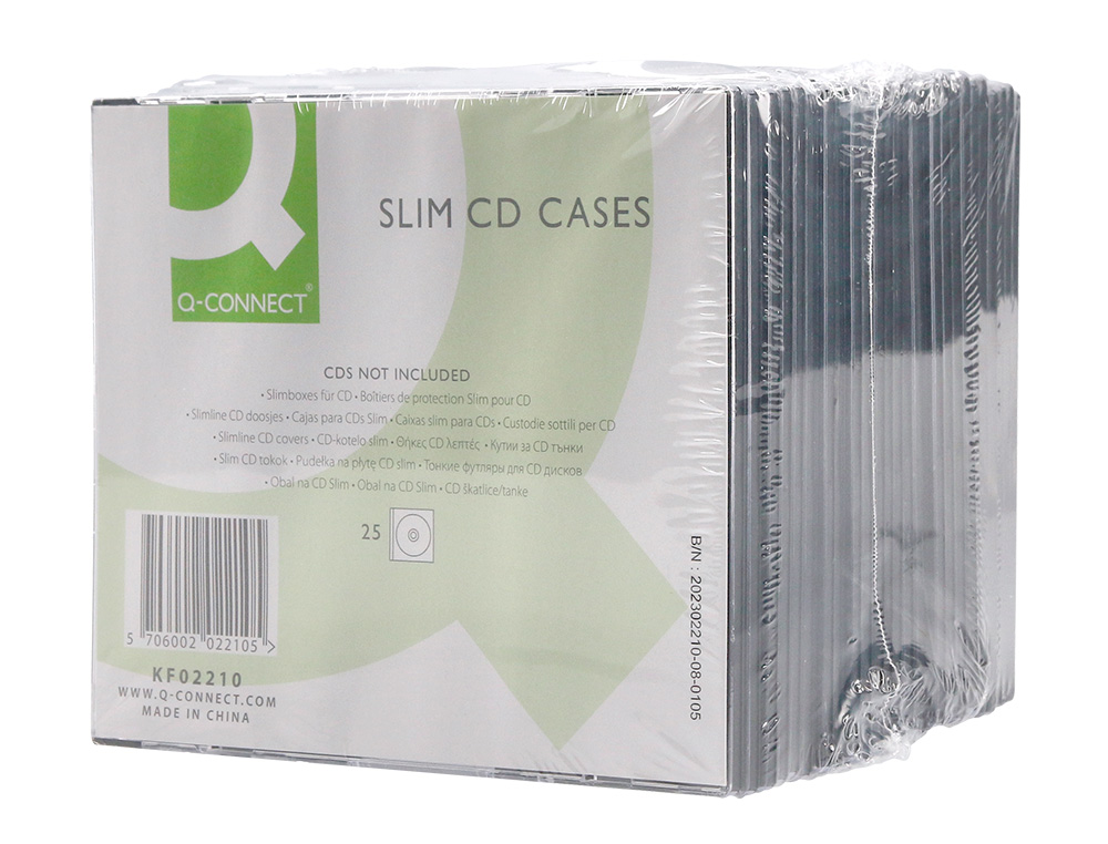 BOÎTIER CD/DVD Q-CONNECT SLIM COLORIS NOIR BOÎTE 25 UNITÉS