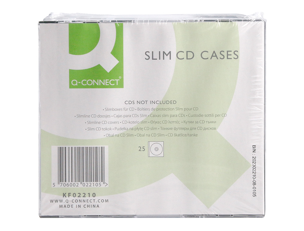 BOÎTIER CD/DVD Q-CONNECT SLIM COLORIS NOIR BOÎTE 25 UNITÉS