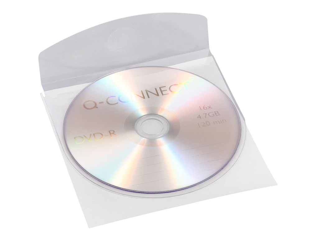 POCHETTE ADHÉSIVE Q-CONNECT CD-ROM POLYPROPYLÈNE 127X127MM RABAT FERMETURE ADHÉSIF REPOSITIONNABLE SACHET 10 UNITÉS