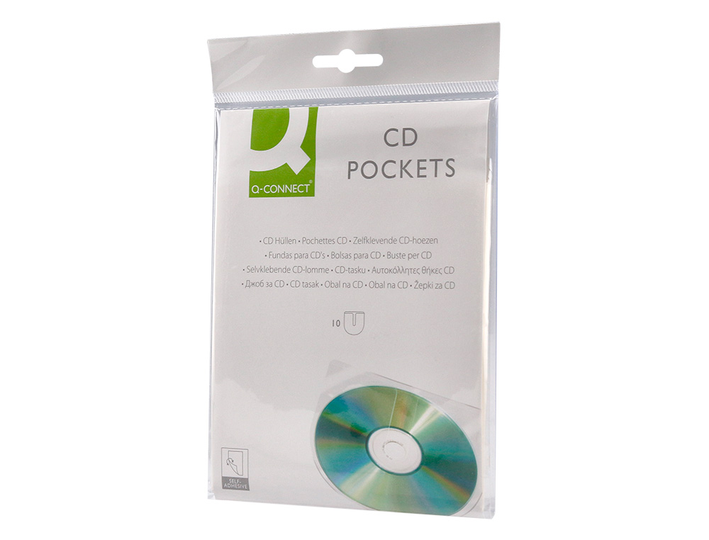 POCHETTE ADHÉSIVE Q-CONNECT CD-ROM POLYPROPYLÈNE 127X127MM RABAT FERMETURE ADHÉSIF REPOSITIONNABLE SACHET 10 UNITÉS