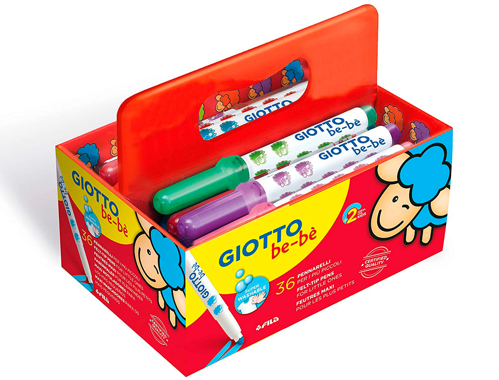 FEUTRE COLORIAGE GIOTTO BE-BÈ LAVABLE TESTÉ DERMATOLOGIQUEMENT POINTE BLOQUÉE ULTRA RÉSISTANTE SCHOOLPACK 36 UNITÉS