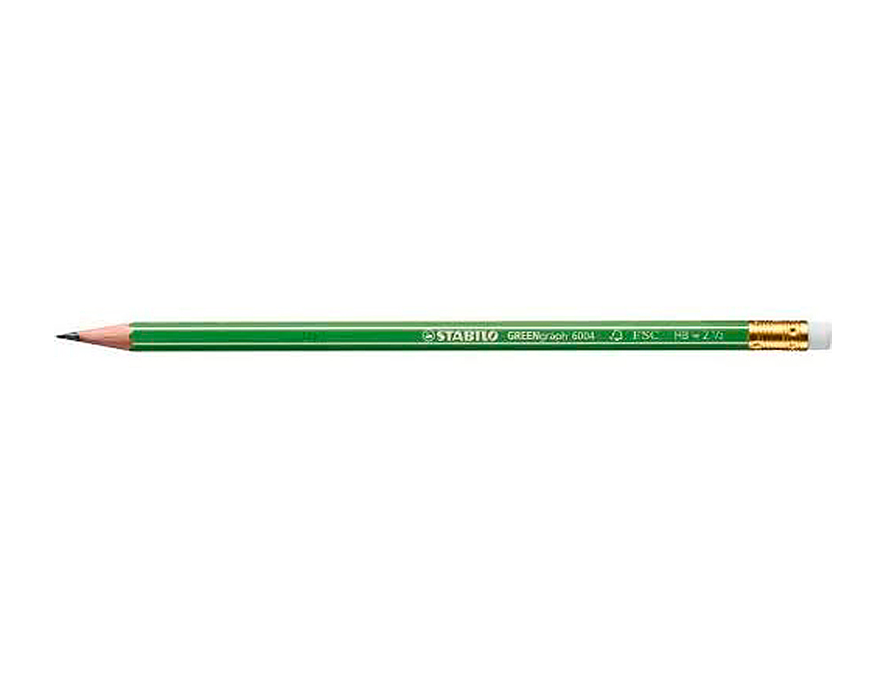 CRAYON GRAPHITE STABILO GREENGRAPH HEXAGONAL BOIS FSC VERNIS MAT MINE ULTRA RÉSISTANTE HB BOUT GOMME