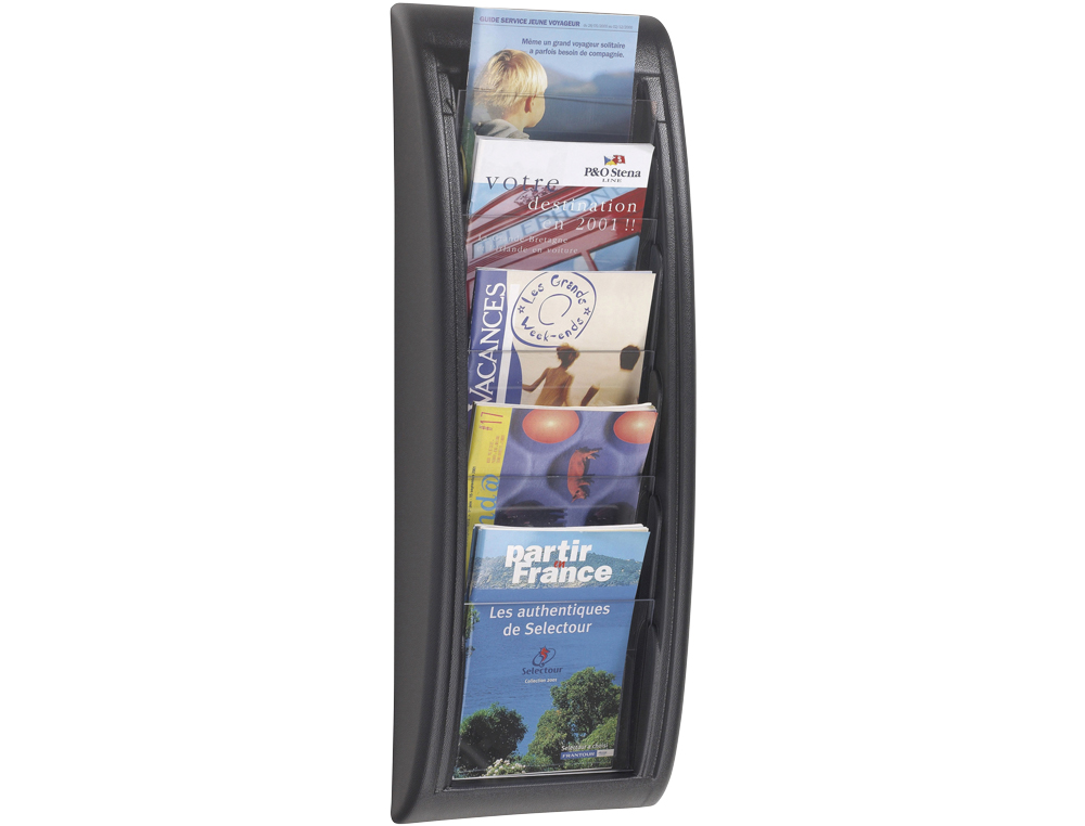 PRÉSENTOIR PAPERFLOW QUICK FIT SYSTEM POLYSTYRÈNE ÉPAISSEUR 20MM CAPACITÉ 200F 65X22.7X9.5CM COLORIS NOIR
