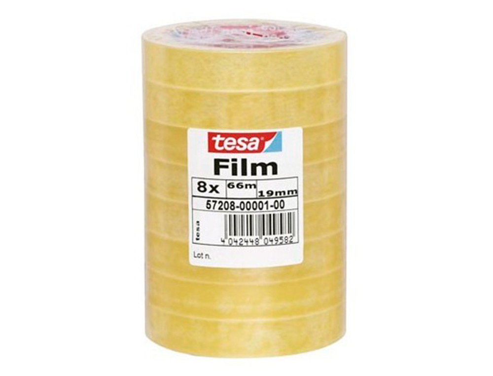 RUBAN ADHÉSIF TESA POLYPROPYLÈNE DÉROULEMENT SILENCIEUX 19MMX66M TOUR 8 ROULEAUX