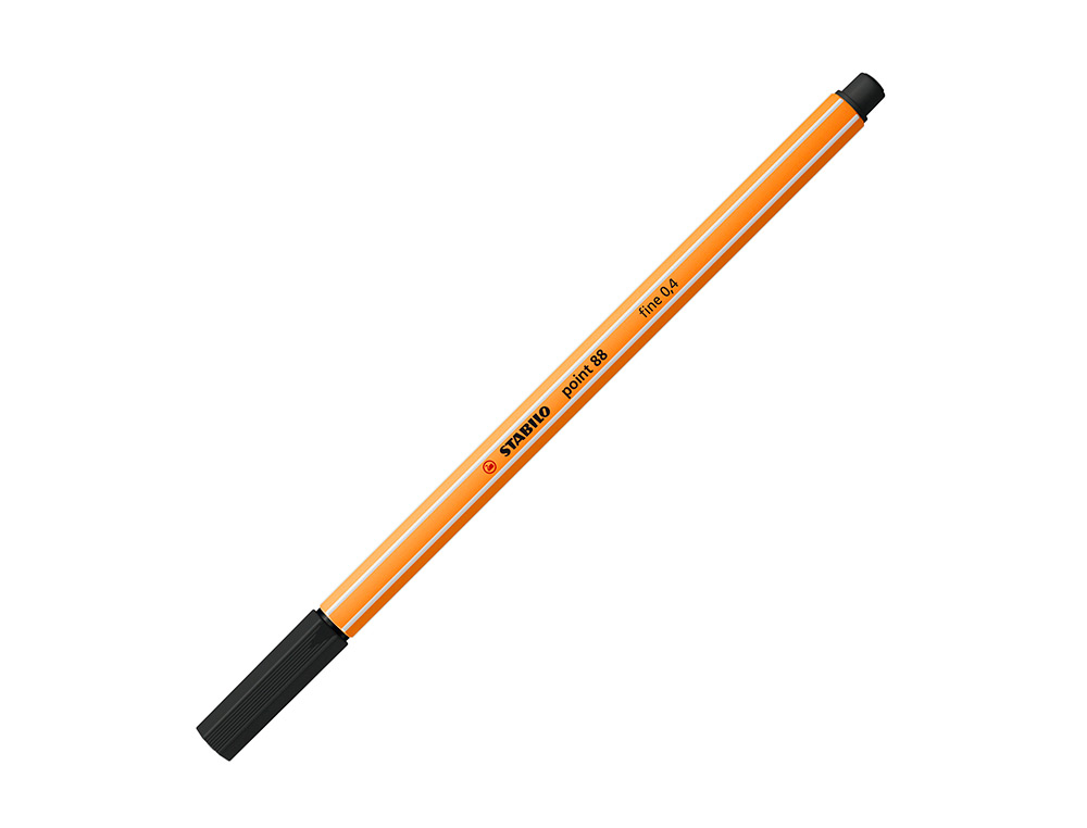STYLO-FEUTRE STABILO POINT 88 ÉCRITURE FINE 0.4MM 1000M POINTE GAINÉE MÉTAL CORPS HEXAGONAL COLORIS NOIR