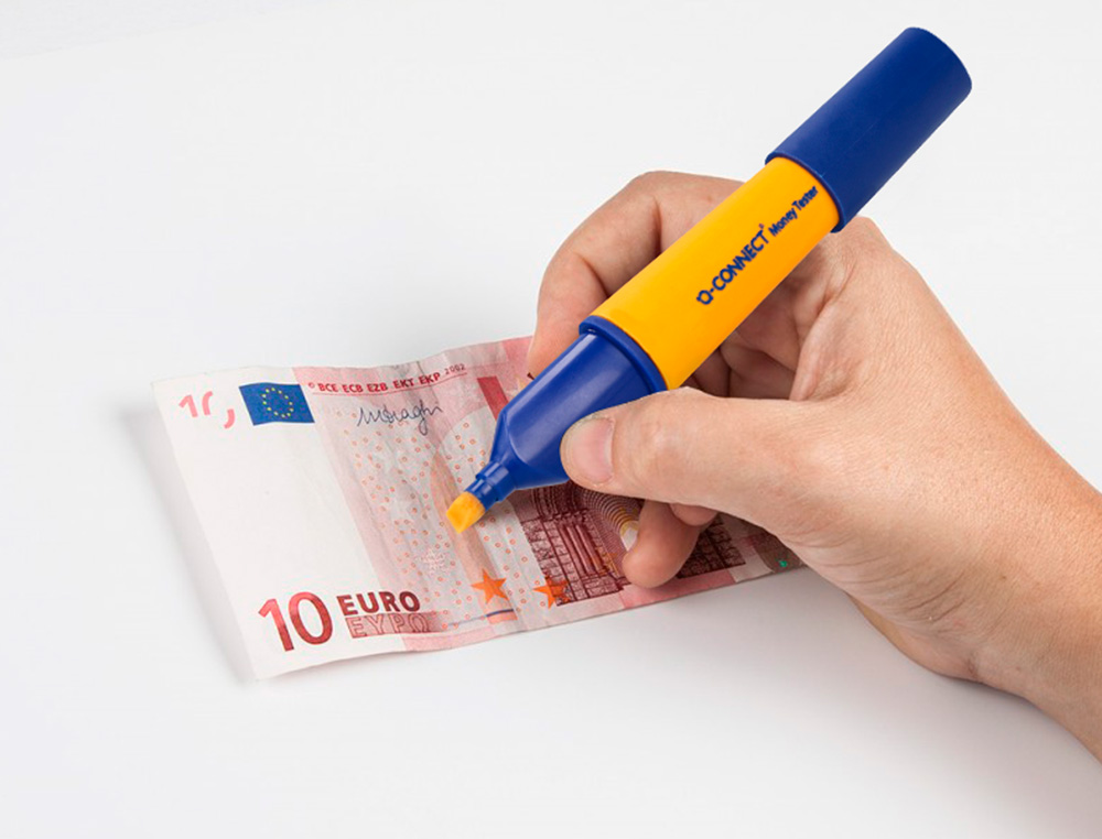 STYLO DÉTECTEUR Q-CONNECT FAUX BILLETS DE POCHE VÉRIFICATION INSTANTANÉE AUTHENTICITÉ