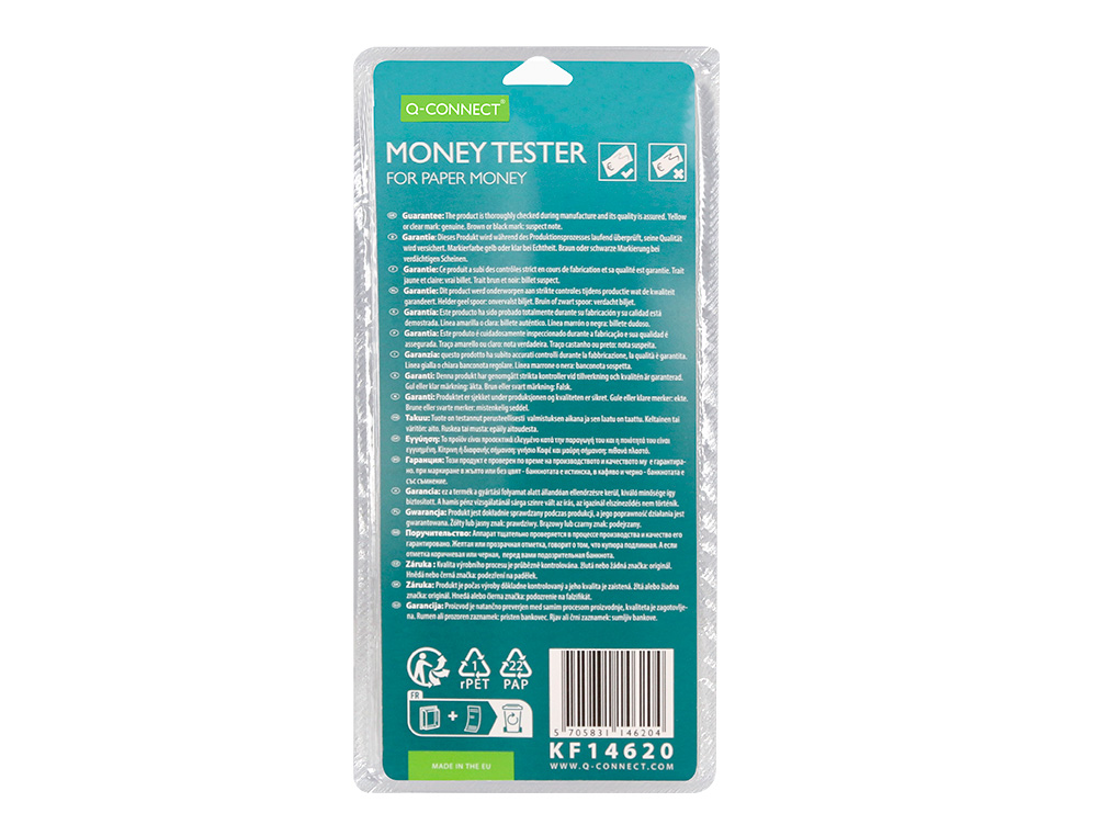 STYLO DÉTECTEUR Q-CONNECT FAUX BILLETS DE POCHE VÉRIFICATION INSTANTANÉE AUTHENTICITÉ