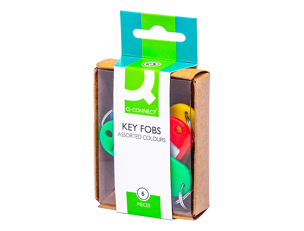 PORTE-CLÉS Q-CONNECT PORTE-ÉTIQUETTE PLASTIQUE 50X22MM COLORIS ASSORTIS BOÎTE 6 UNITÉS