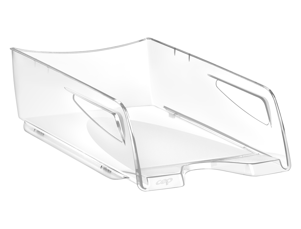 CORBEILLE  COURRIER CEP HAPPY POLYSTYRNE ANTICHOC A4 SUPERPOSABLE VERTICALE/ESCALIER 348X257X66MM COLORIS CRISTAL