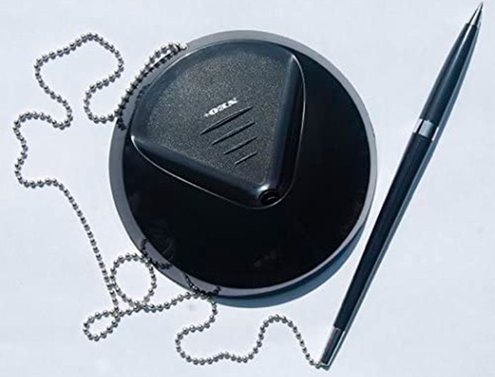 STYLO-BILLE Q-CONNECT SUR SOCLE PLASTIQUE LEST CHANETTE NICKELE RECHARGEABLE 4 RECHARGES ENCRE BLEUE