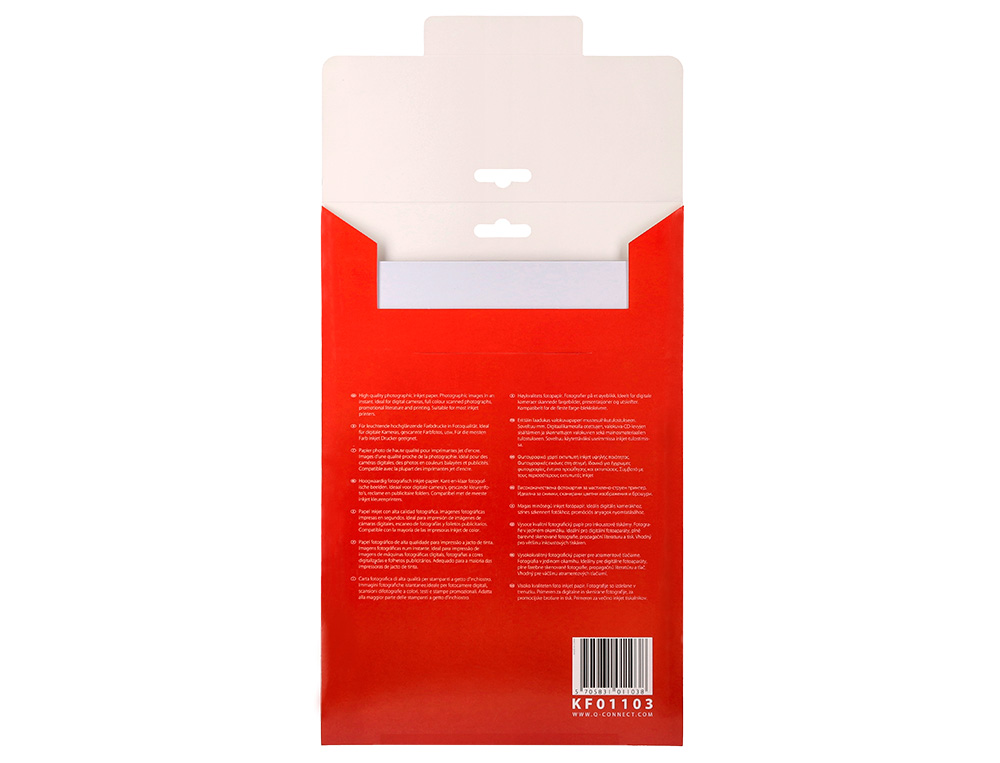 PAPIER PHOTO Q-CONNECT JET D'ENCRE GLACÉ BRILLANT A4 18 0G/M2 COMPATIBLE TOUTE IMPRIMANTE PAQUET 20 FEUILLES