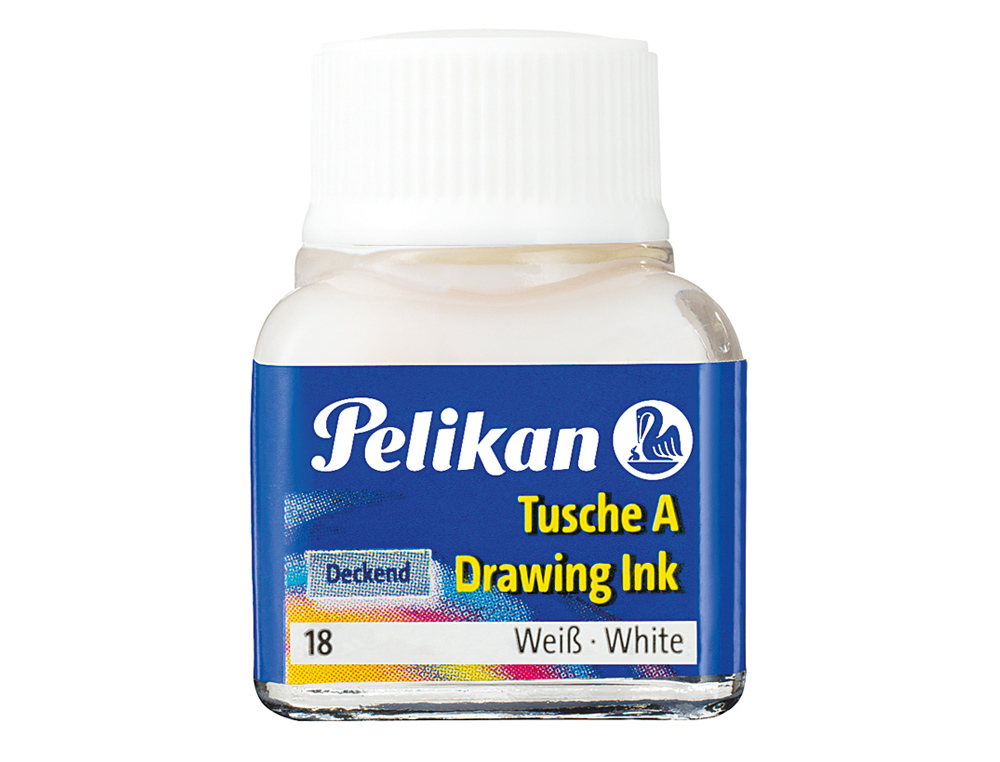 ENCRE DE CHINE PELIKAN TIRE-LIGNES PLUMES DESSINATEUR PINCEAUX COULEUR BLANC FLACON 10ML