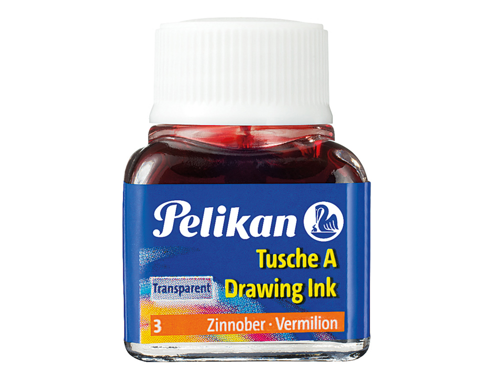 ENCRE DE CHINE PELIKAN TIRE-LIGNES PLUMES DESSINATEUR PINCEAUX COULEUR VERMILLON FLACON 10ML