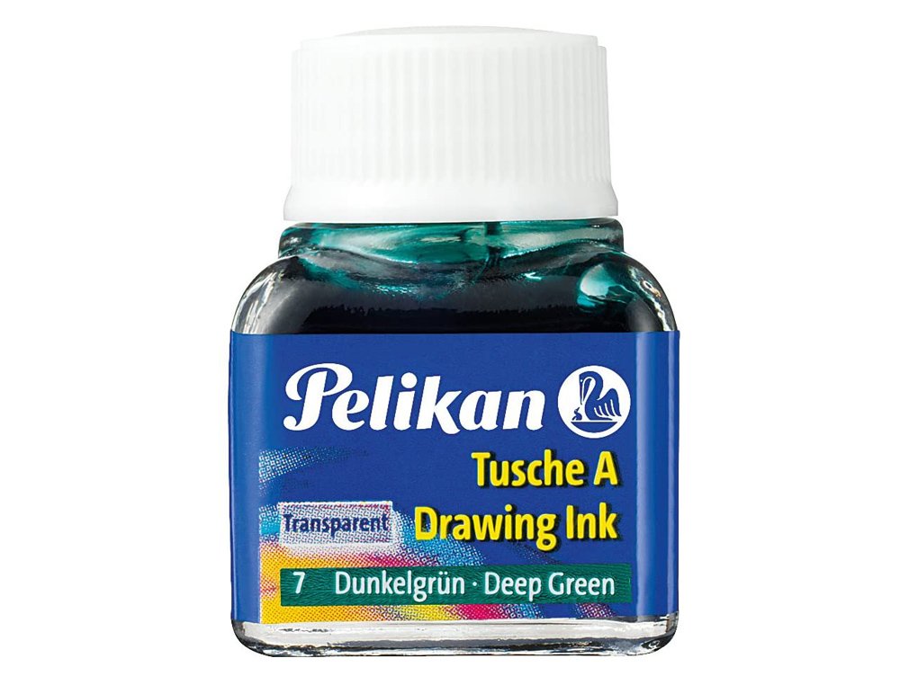 ENCRE DE CHINE PELIKAN TIRE-LIGNES PLUMES DESSINATEUR PINCEAUX COULEUR VERT FONCÉ FLACON 10ML