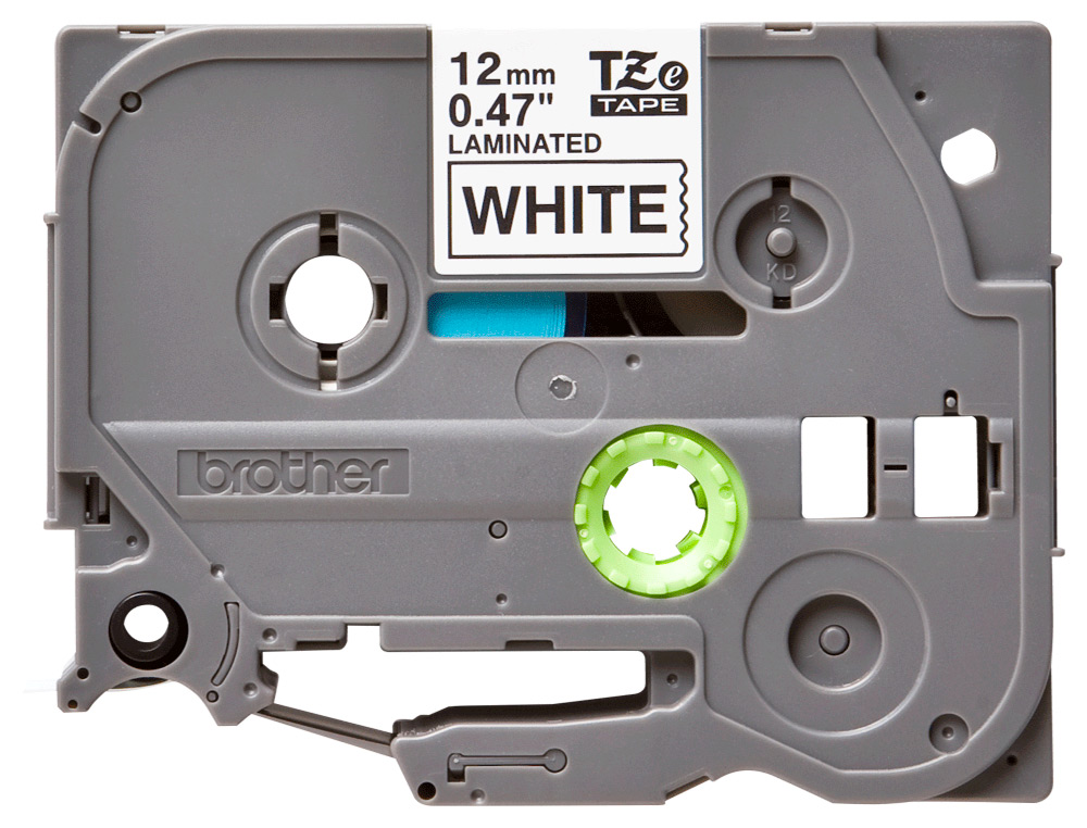 RUBAN LAMINÉ TZE POUR TITREUSE BROTHER P-TOUCH TZE231 12MM COLORIS IMPRESSION NOIR/BLANC
