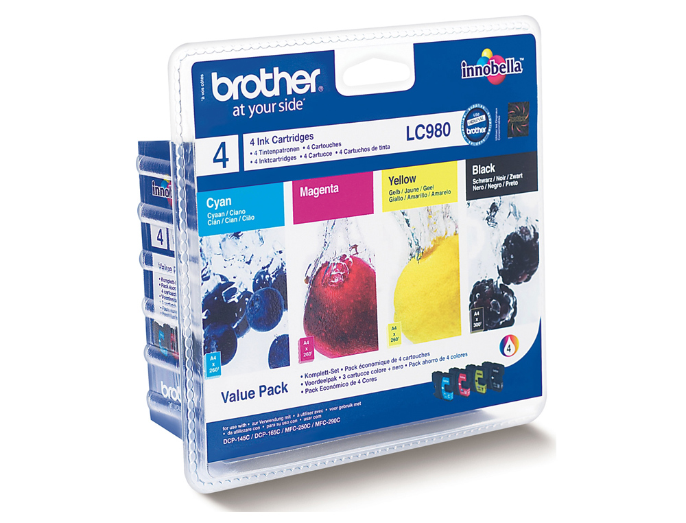 CARTOUCHE BROTHER JET D'ENCRE LC980VALBP PACK 4 ENCRES