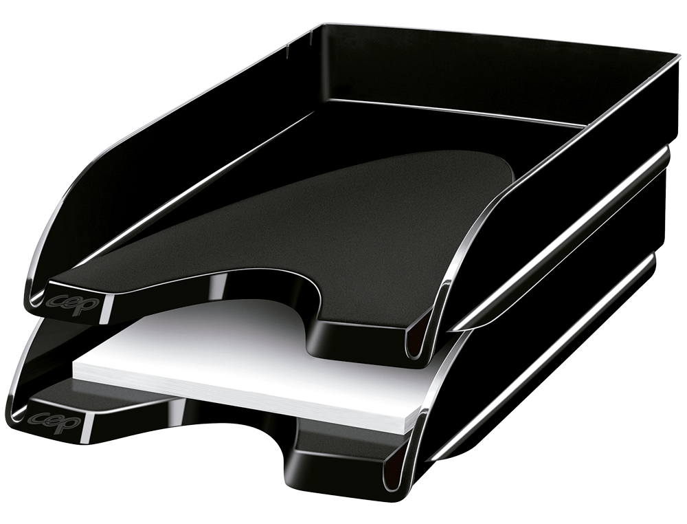 CORBEILLE À COURRIER CEP HAPPY POLYSTYRÈNE ANTICHOC A4 SUPERPOSABLE VERTICALE/ESCALIER 348X257X66MM COLORIS NOIR