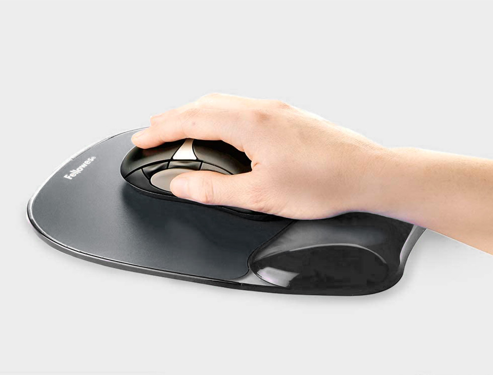 TAPIS SOURIS FELLOWES REPOSE-POIGNET GAMME GEL NOIR GRAND CONFORT FACILEMENT NETTOYABLE