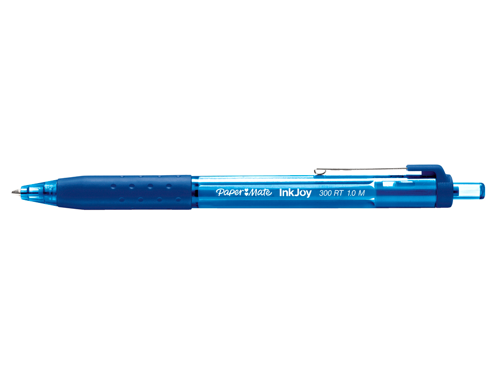 STYLO-BILLE PAPER MATE INKJOY 300 RT CRITURE MOYENNE 0.7MM ENCRE DOUCE RTRACTABLE CLIP MTAL RSISTE BAVURES GRIP BLEU