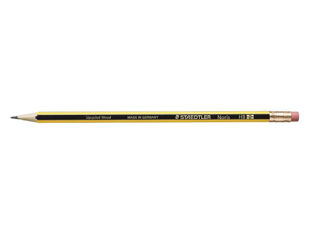 CRAYON GRAPHITE STAEDTLER NORIS 120 HB HEXAGONAL MINE 2MM TRÈS RÉSISTANTE EMBOUT GOMME